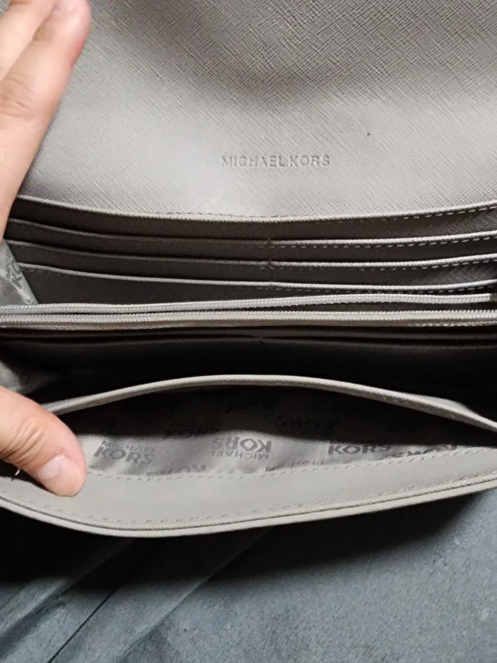 Michael Kors Gray Leather Chain Shoulder Bag - Picture 4 of 5